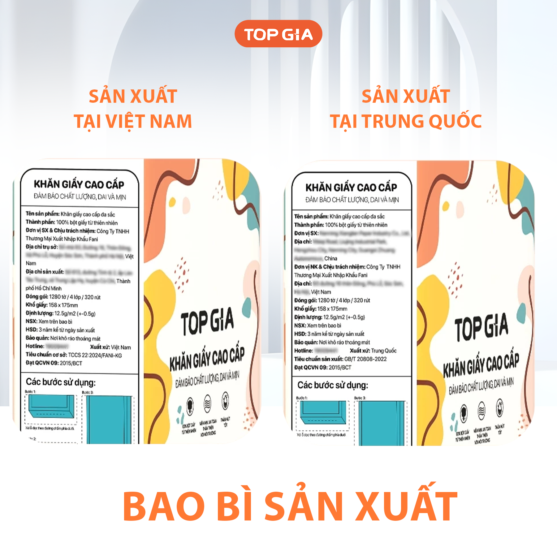 Thông số quy cách và thông tin in trên bao bì