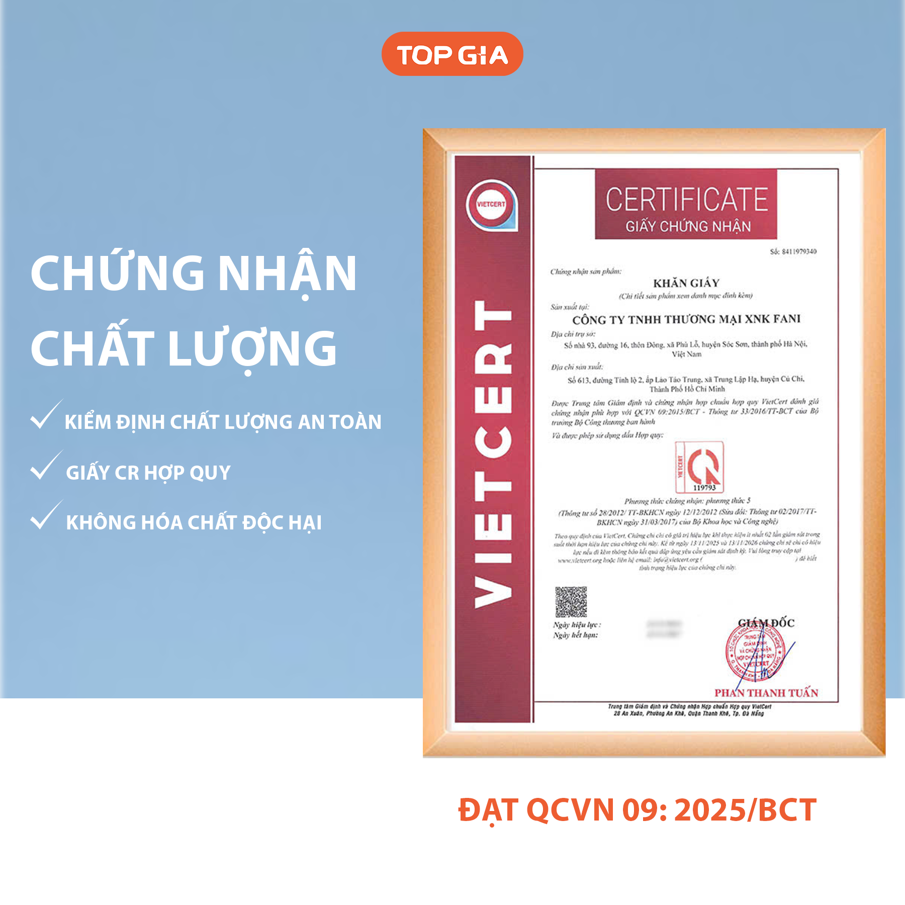 Hình chứng nhận và dòng tiêu chuẩn in trên ấn phẩm