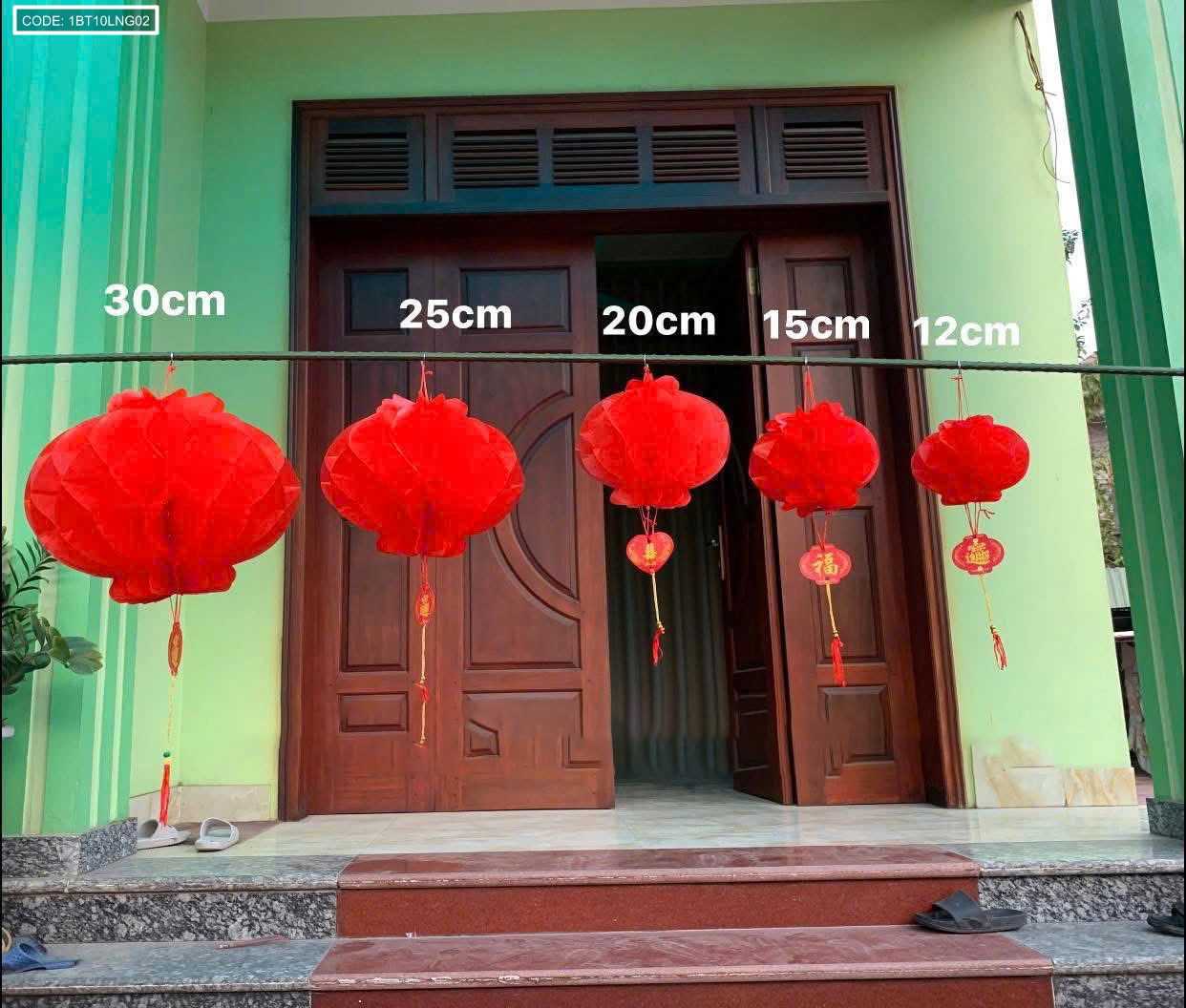 Bịch 10 lồng đèn giấy đỏ F25 20CM