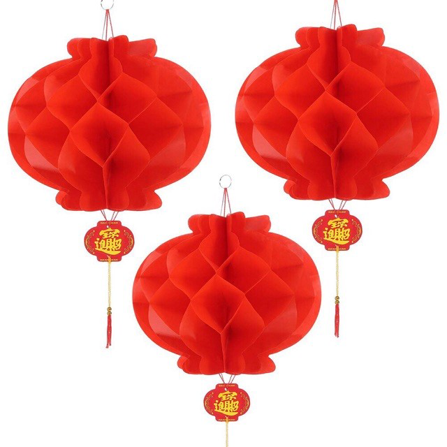 Bịch 10 lồng đèn giấy đỏ F25 20CM
