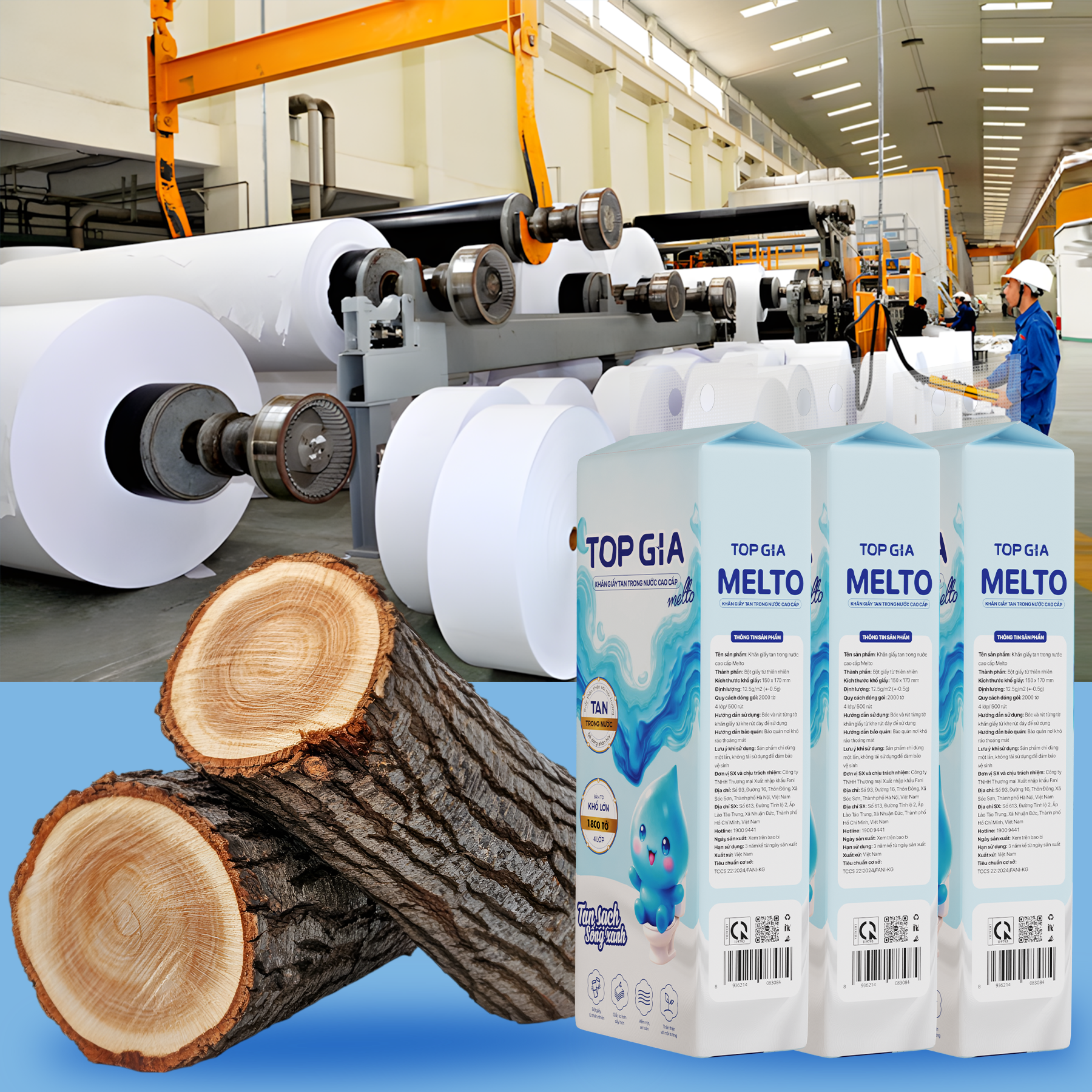 1 Gói Giấy Ăn Rút Đáy Topgia Melto 1800 Tờ 4 Lớp