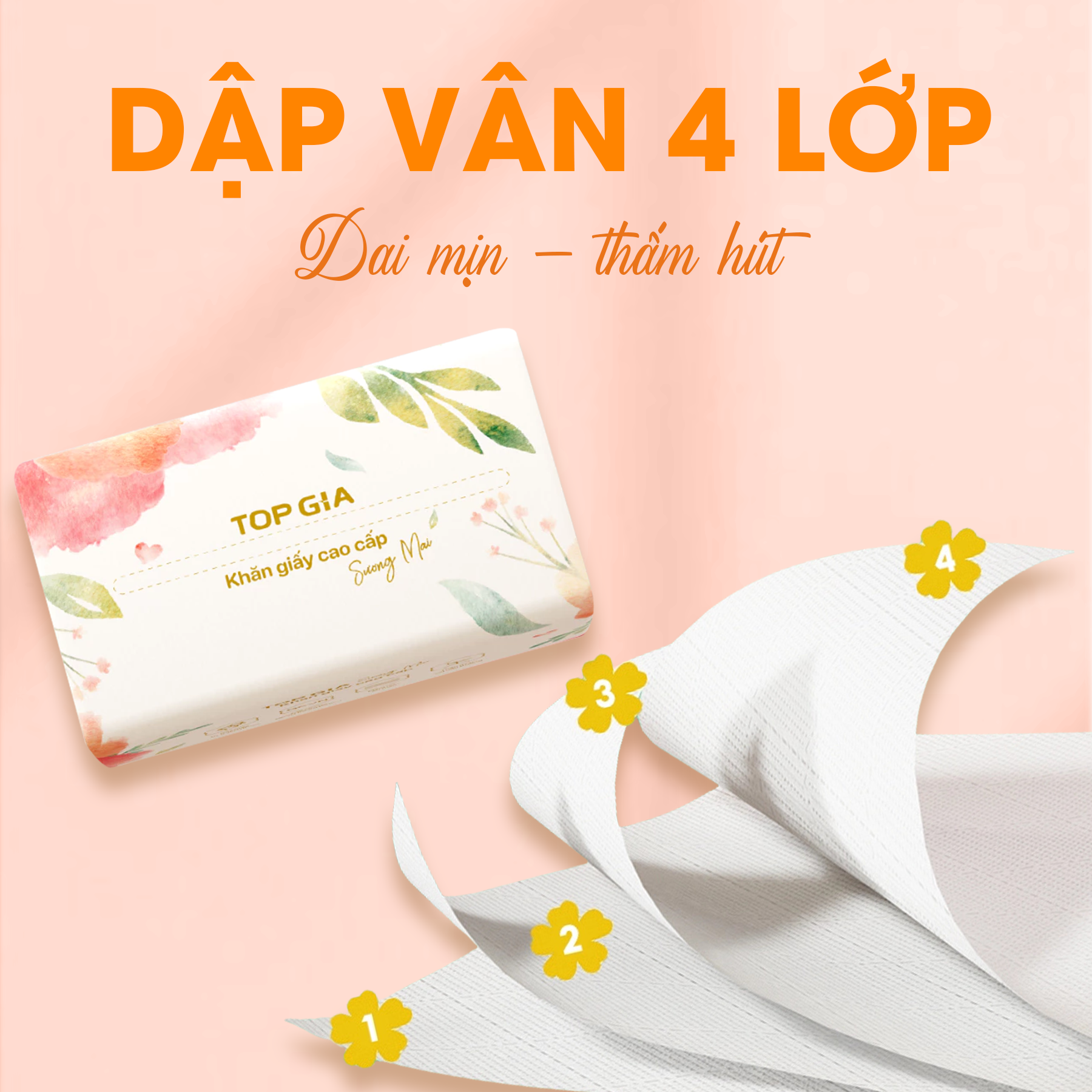 1 Gói Giấy Ăn Topgia Sương Mai 460 Tờ 4 Lớp