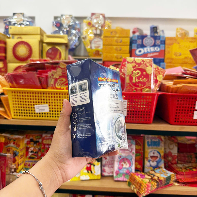 Bột Tẩy Lồng Máy Giặt Topgia Bạc Hà 1 Hộp 3 Gói