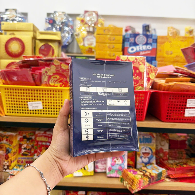 Bột Tẩy Lồng Máy Giặt Topgia Bạc Hà 1 Hộp 3 Gói