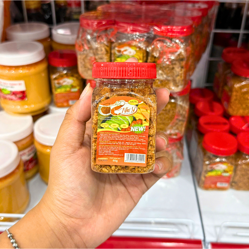 Mặt trước hũ nhỏ 60g với nhãn sản phẩm rõ ràng