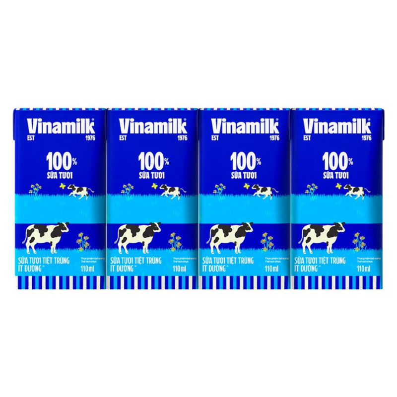 Hình ảnh 1 Lốc 4 Hộp Sữa Tươi Tiệt Trùng VINAMILK Ít Đường 110ml/Hộp trong bộ sưu tập Vinamilk