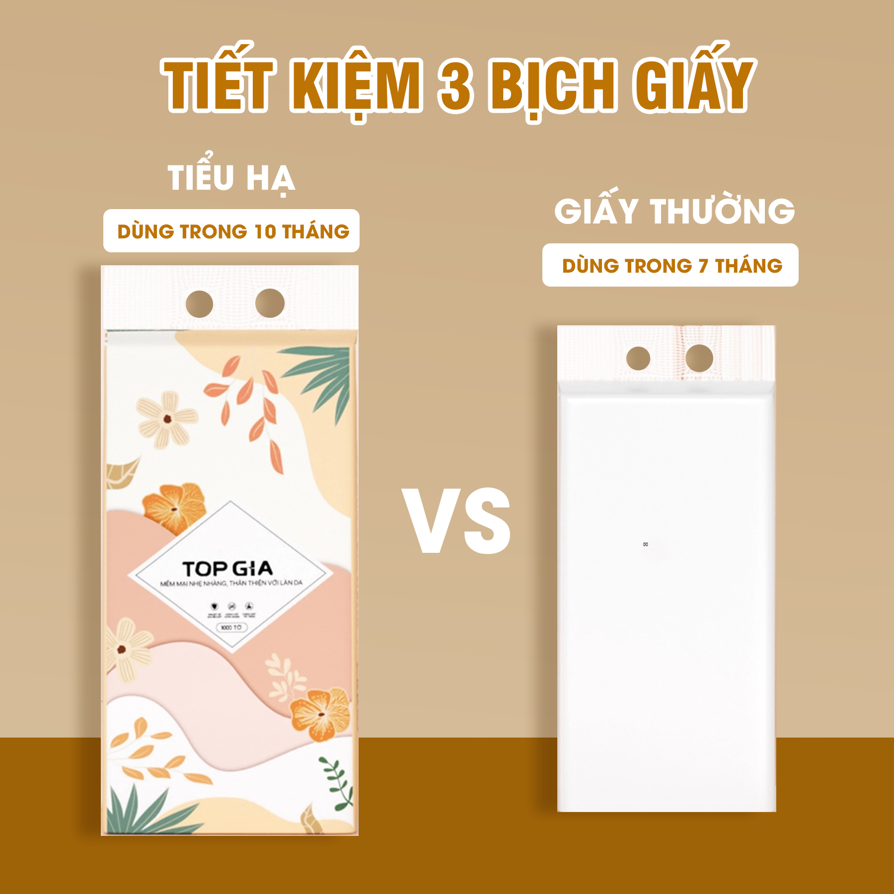 Thùng 10 Bịch Giấy Vệ Sinh Rút Đáy Topgia Tiểu Hạ 1000 Tờ