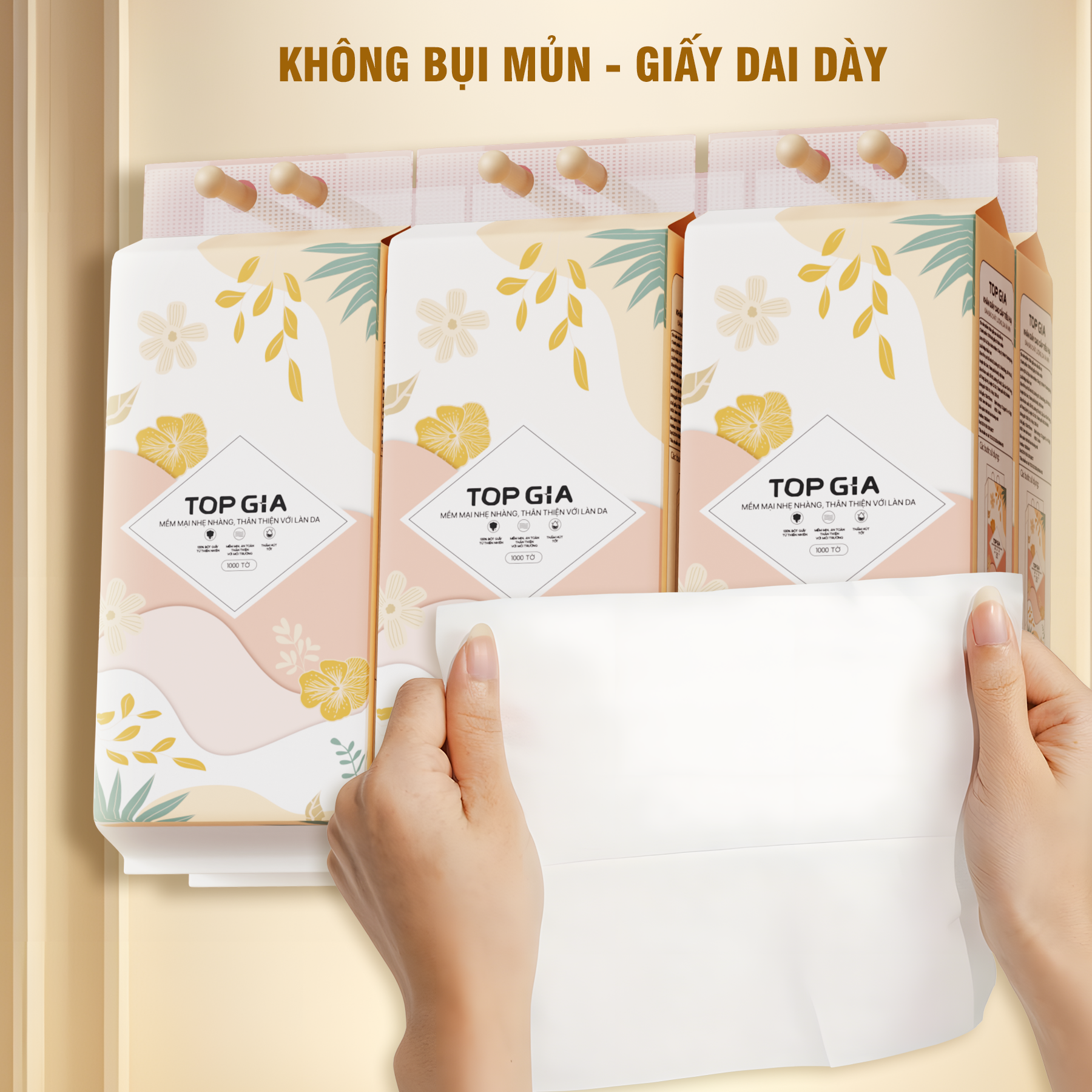 Thùng 10 Bịch Giấy Vệ Sinh Rút Đáy Topgia Tiểu Hạ 1000 Tờ