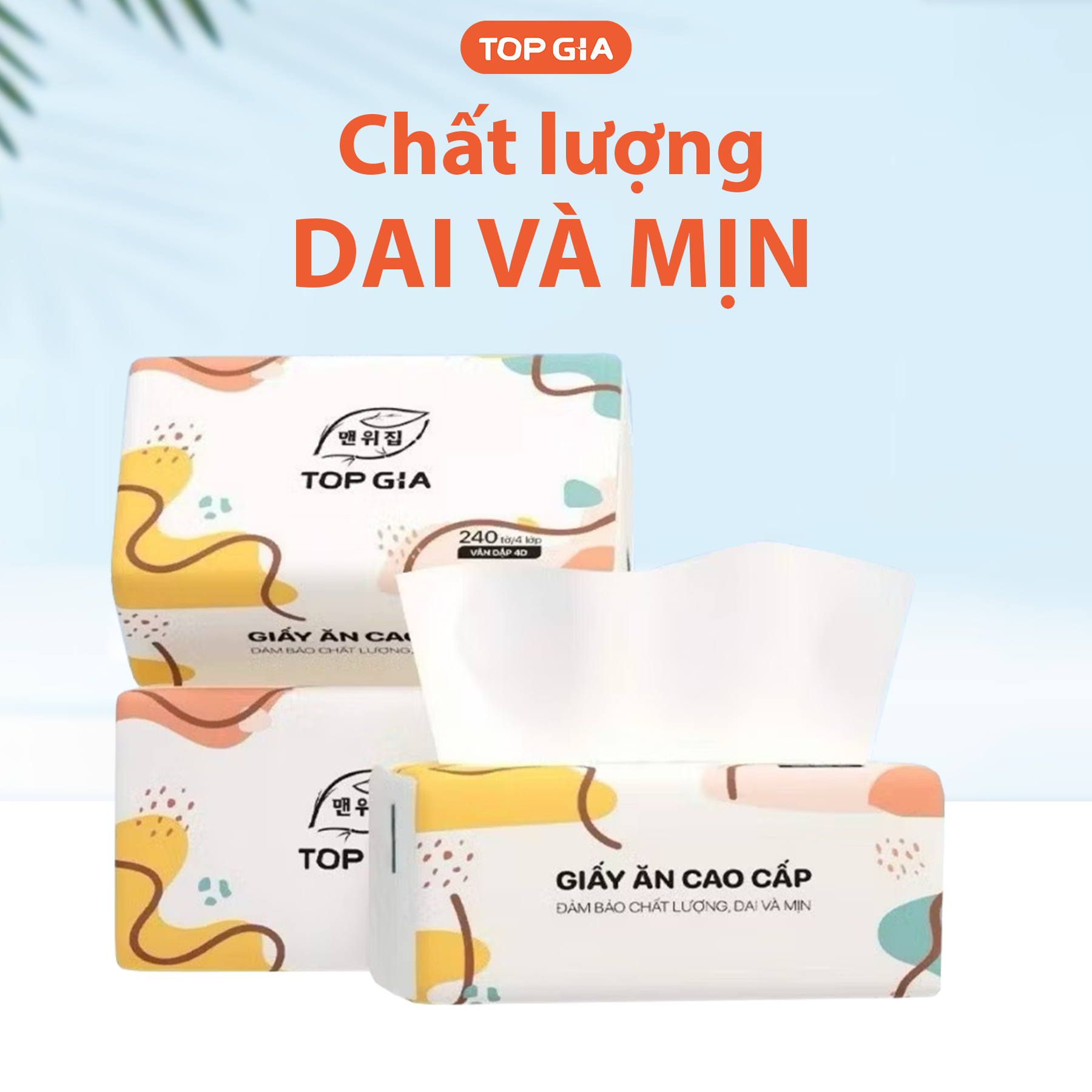 1 Thùng 10 Gói Giấy Ăn Topgia Đa Sắc phù hợp để tham khảo khi chọn giấy top gia