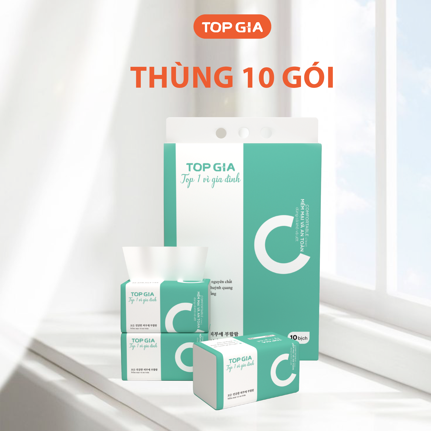 Khám phá 1 Túi 10 Gói Giấy Topgia Giấy Chữ C thuộc nhóm Khăn giấy, khăn lau nhà, túi đựng rác
