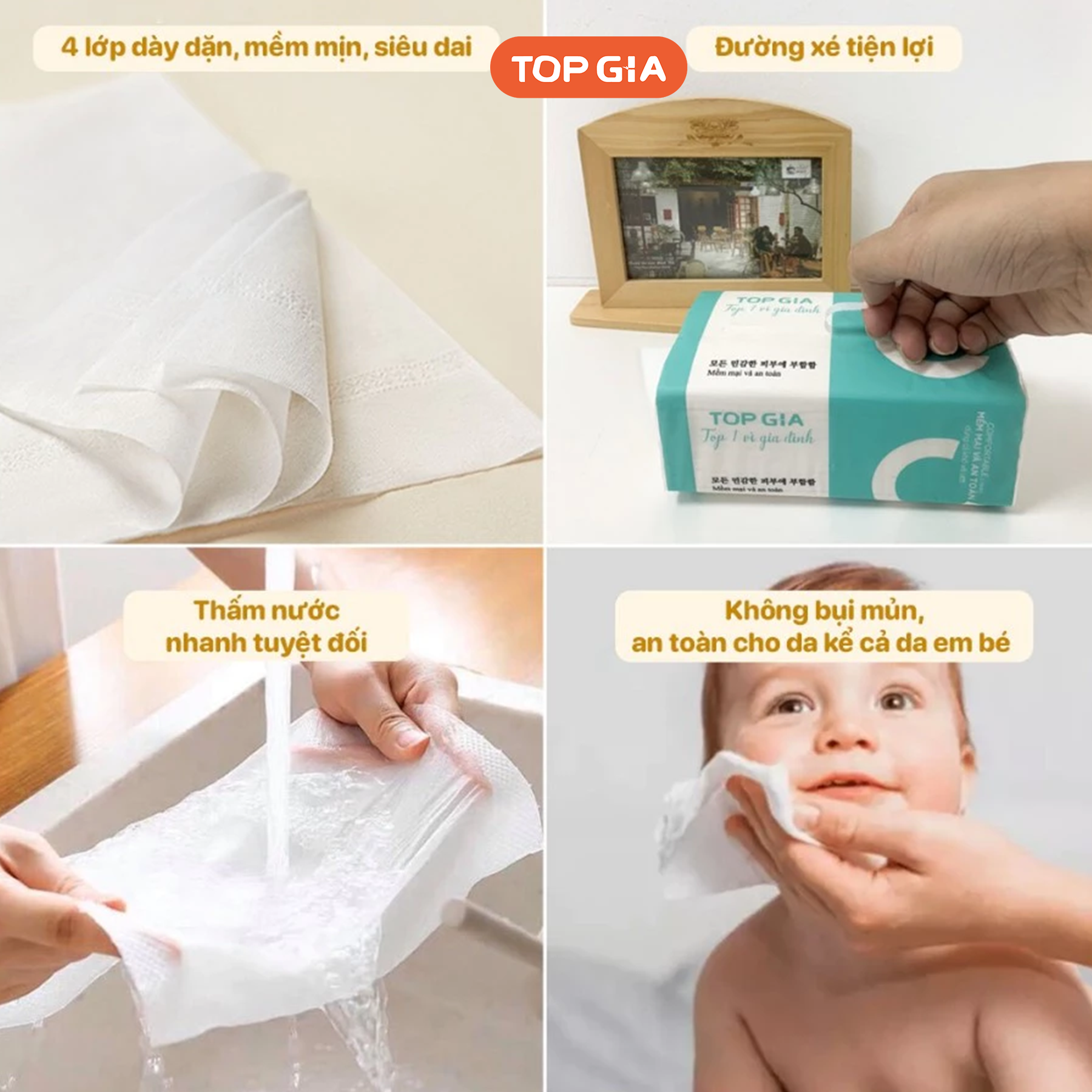 1 Túi 10 Gói Giấy Ăn Topgia Chữ C - Thùng 10 Gói