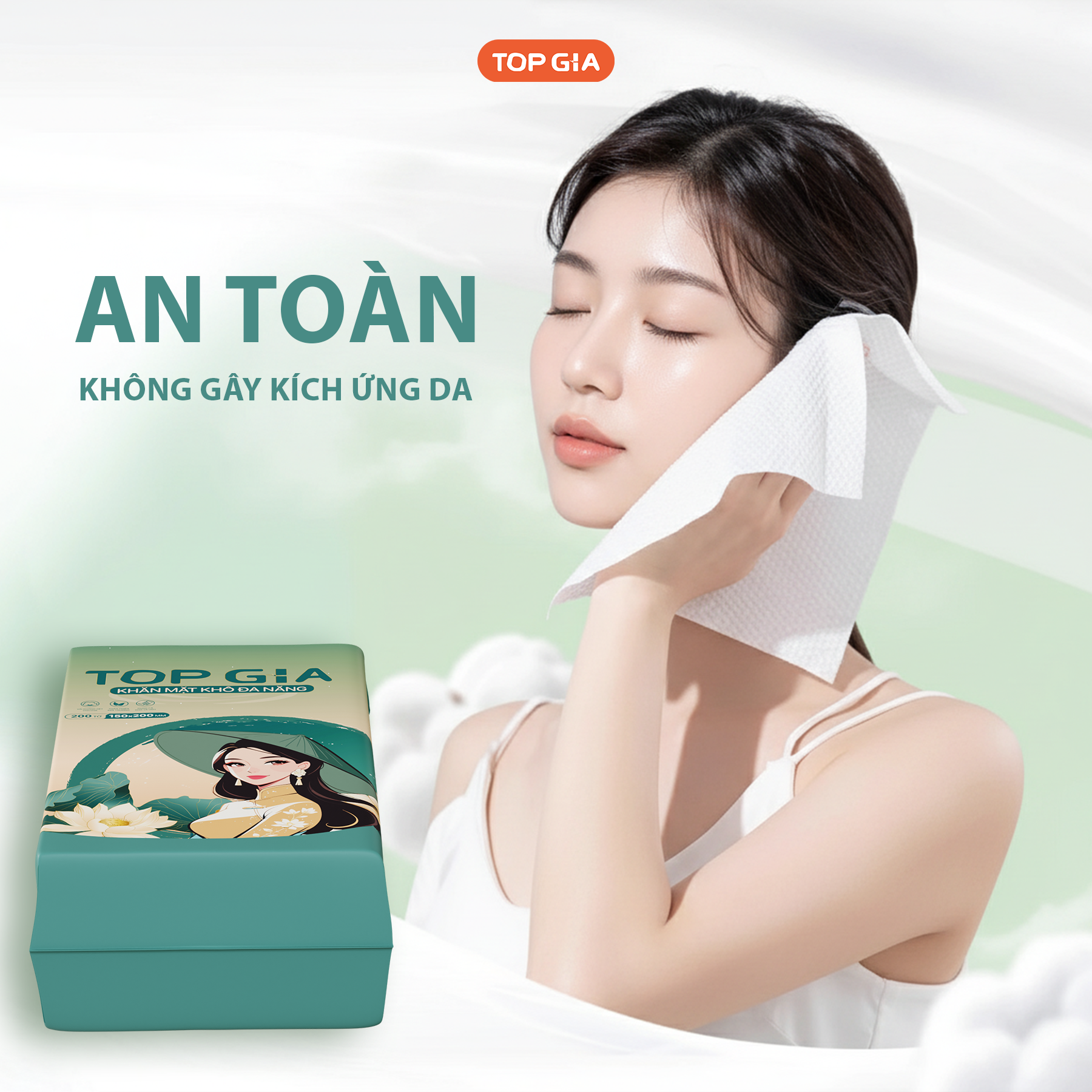 Khăn Mặt Khô Đa Năng TOPGIA Sắc Việt Thùng 2 Bịch 200 Tờ 150x200mm