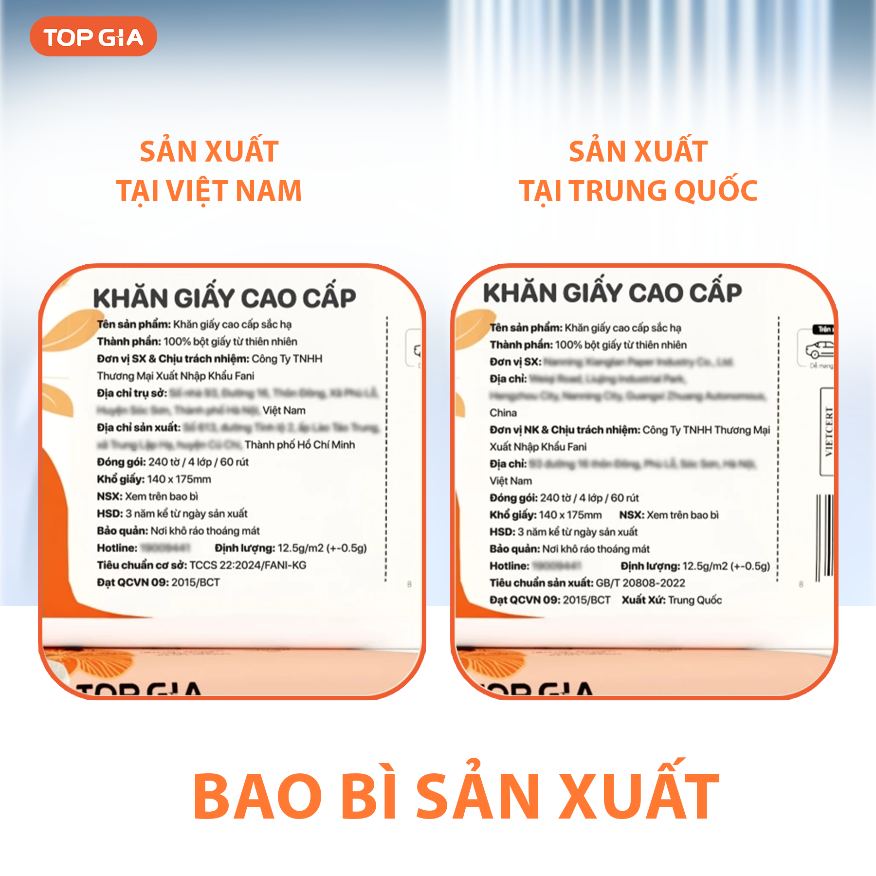 Thông tin hai mẫu bao bì đang lưu hành của sản phẩm