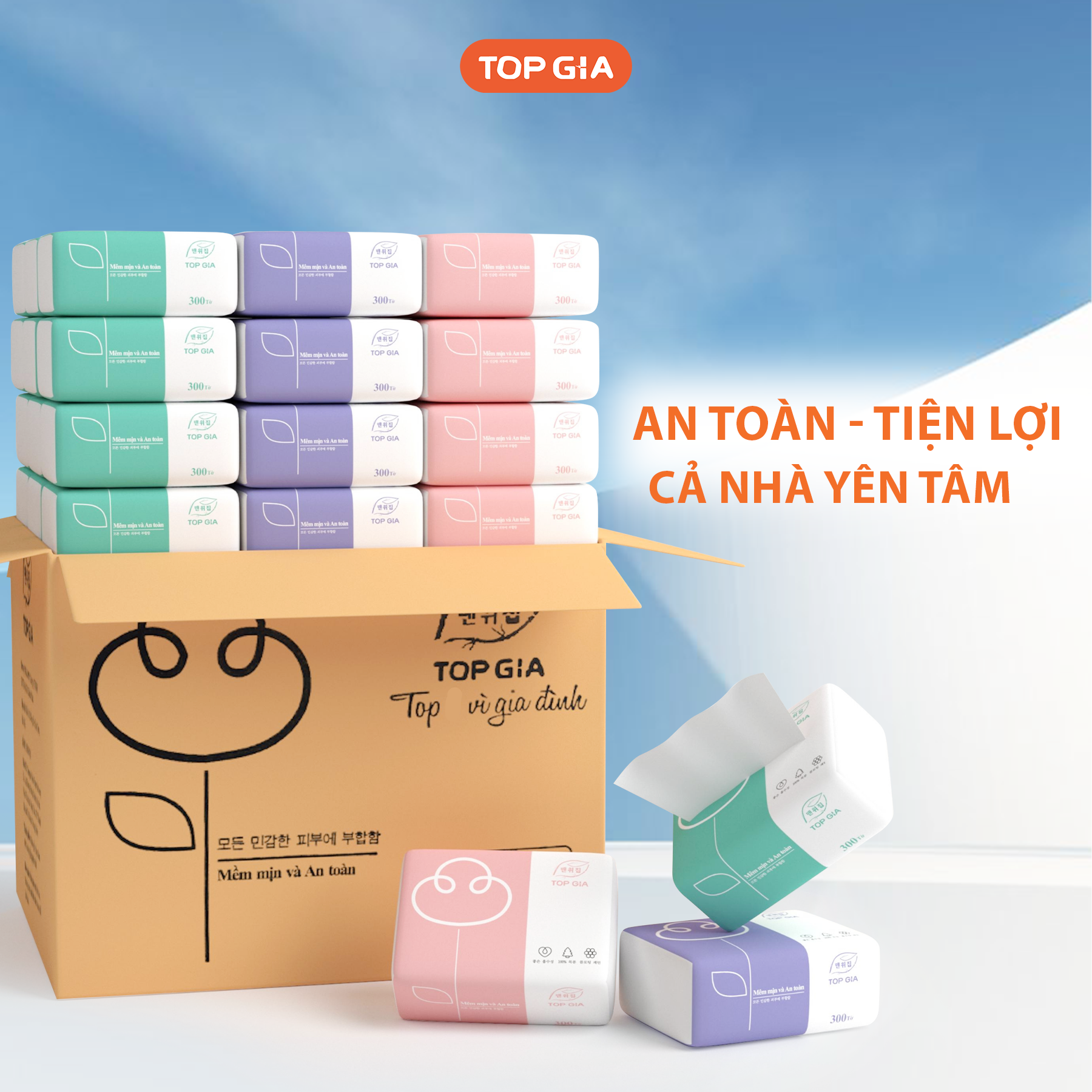 Khám phá 1 Thùng 36 Gói Giấy Ăn Topgia 3 Màu thuộc nhóm giấy topgia