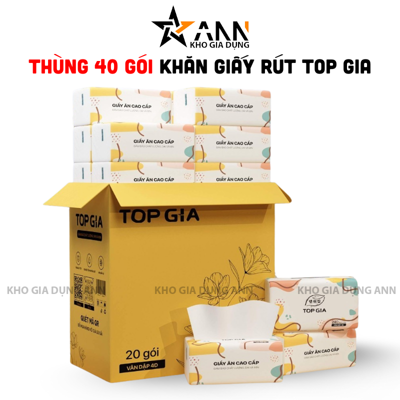 Khăn Giấy Ăn Top Gia Sắc Màu Loại Nhỏ Thùng 40 Gói