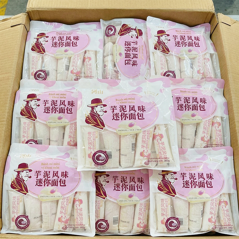 1 Thùng Bánh Mì Sữa Chua Mini Ông Già HESHAN Vị Khoai Môn (360g x 12 Bịch) phù hợp để tham khảo khi chọn HESHAN
