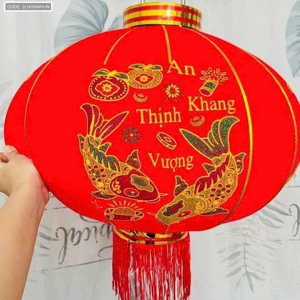 Lồng đèn nhung kẻ Tết 60CM bộ 2 cái