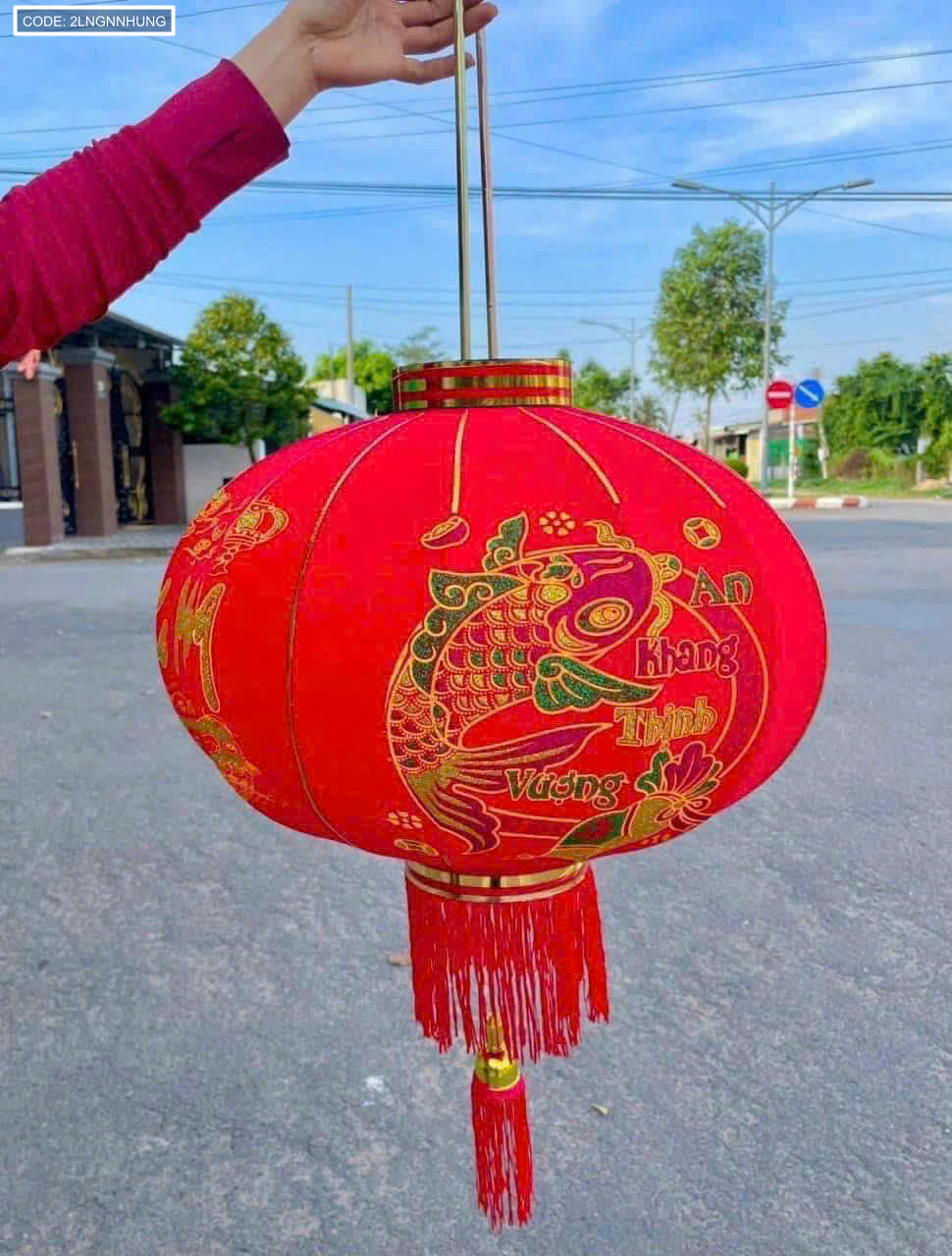 Lồng đèn nhung kẻ Tết 80CM 2 cái