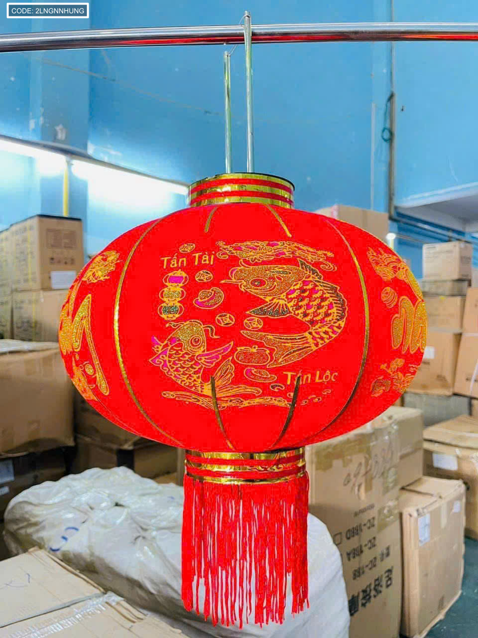 Lồng đèn nhung kẻ Tết 80CM 2 cái