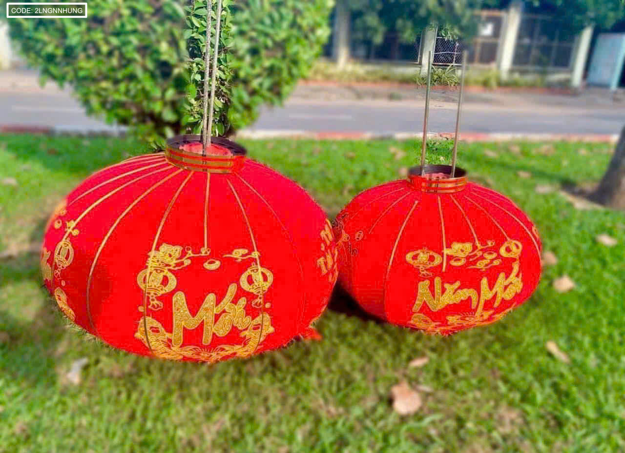 Lồng đèn nhung kẻ Tết 80CM 2 cái