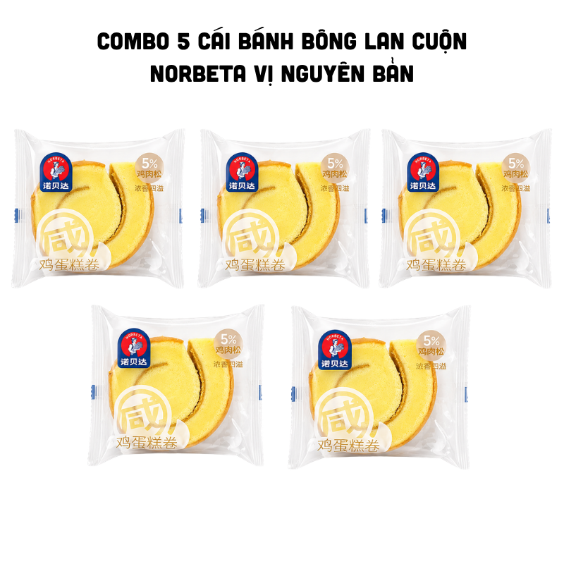 5 Bánh Bông Lan Cuộn NORBETA Vị Nguyên Bản