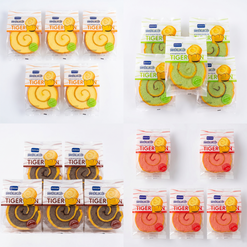 5 Cái Bánh Bông Lan Cuộn Da Hổ ZHUOGUAN 4 Màu