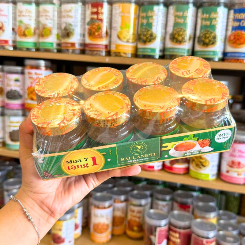 8 Hũ Tổ Yến Chưng Sallanest 30% Yến Tươi (Em Bé, Đông Trùng, Đường Phèn)