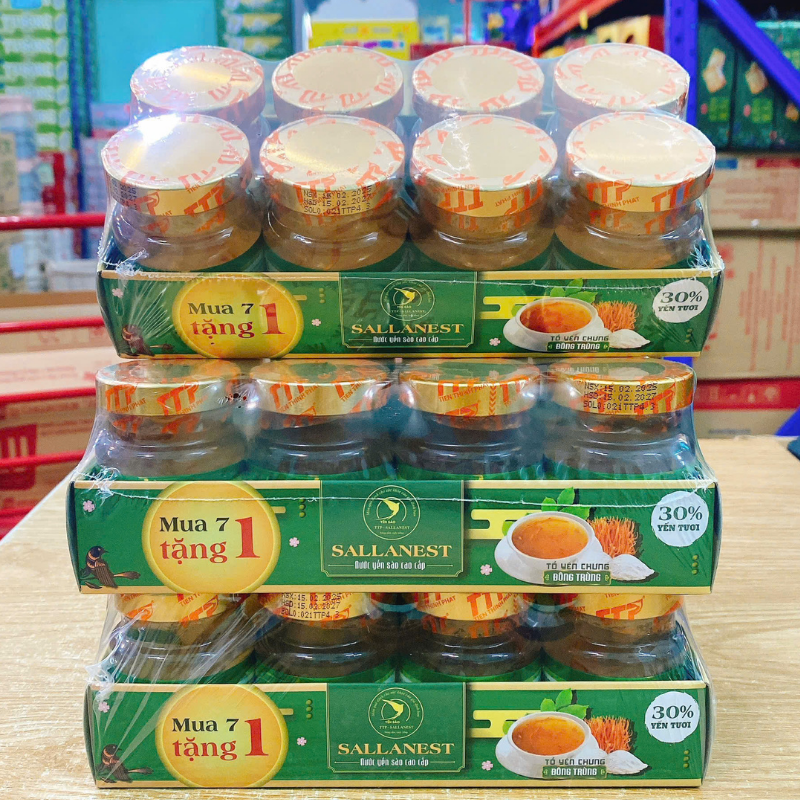 8 Hũ Tổ Yến Chưng Sallanest 30% Yến Tươi (Em Bé, Đông Trùng, Đường Phèn)