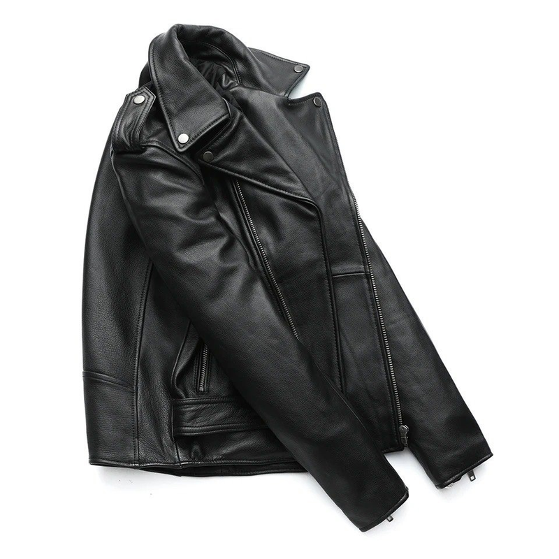 Áo Khoác Da Nam Biker Cổ Bẻ Màu Đen Lót Dù Có Size To 3XL