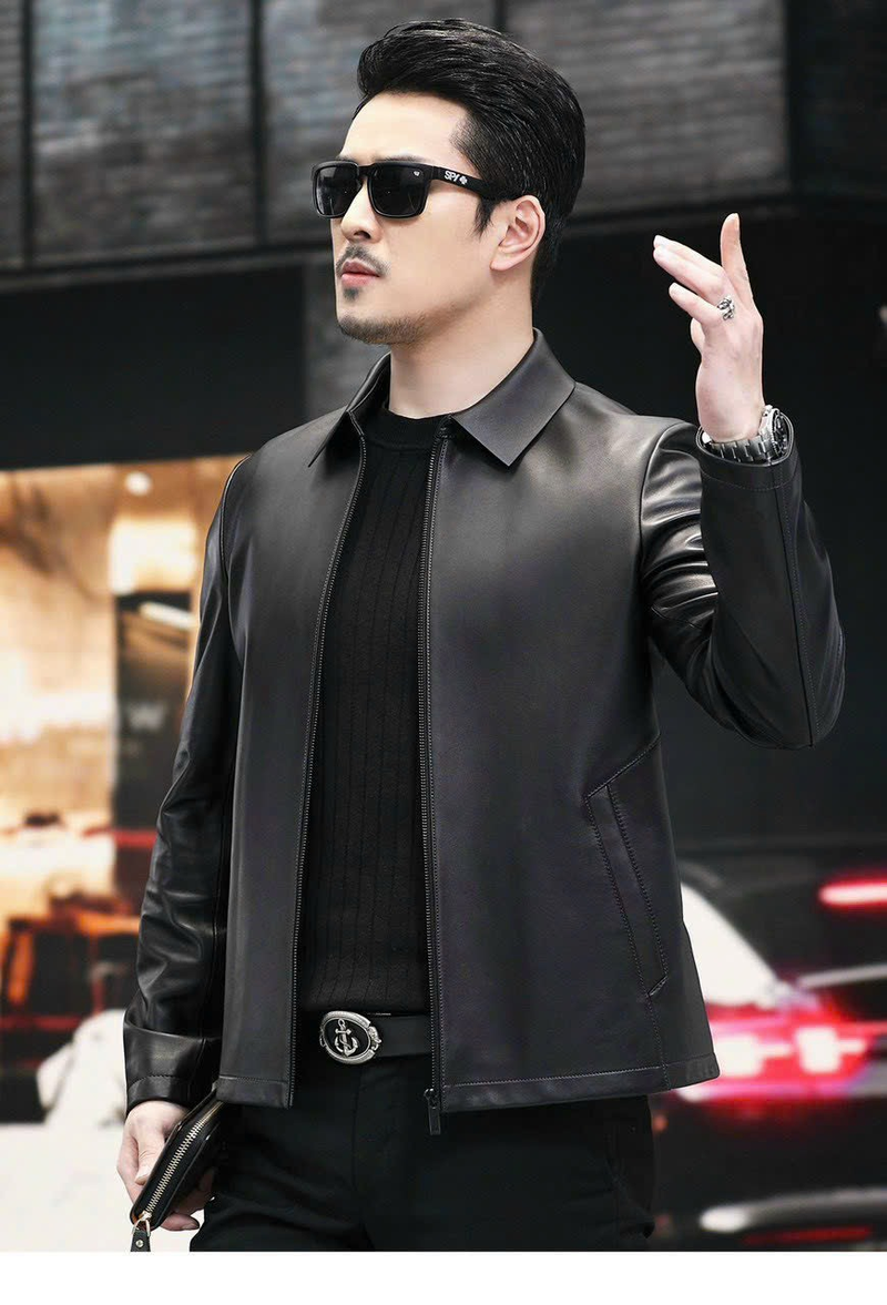 Áo Khoác Da Nam Cổ Bẻ Lót Lông Cao Cấp Size To 3XL