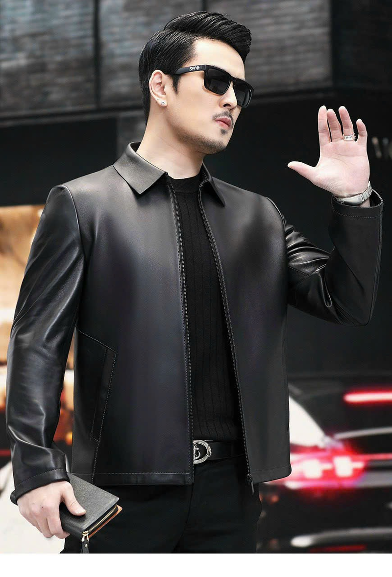 Áo Khoác Da Nam Cổ Bẻ Lót Lông Cao Cấp Size To 3XL