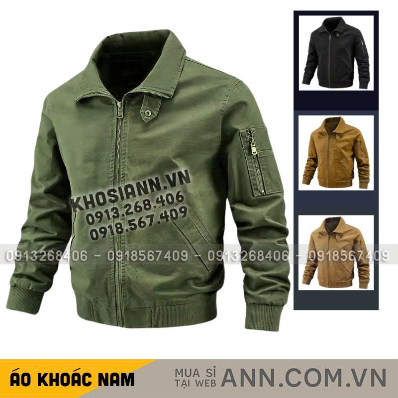 Áo Khoác Nam Kaki Dày Lót Dù Cổ Bẻ Có Túi Trong Big Size