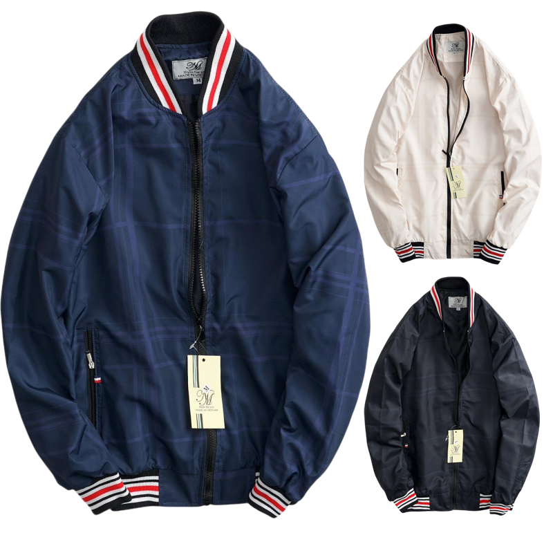 Áo Khoác Nam Dù 2 Lớp Bomber Phối Sọc phù hợp để tham khảo khi chọn Áo khoác nam
