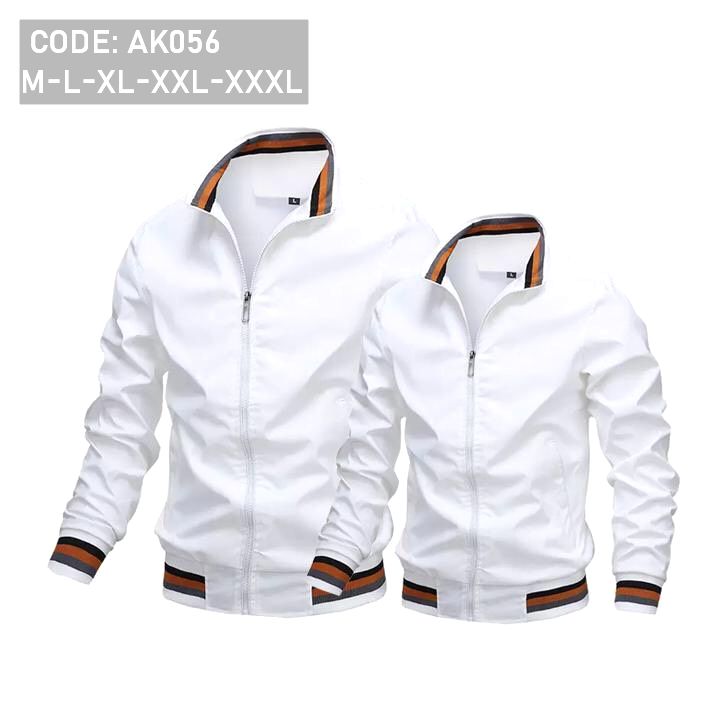 Áo Khoác Dù Nam 2 Lớp Cổ Trụ Phối Sọc