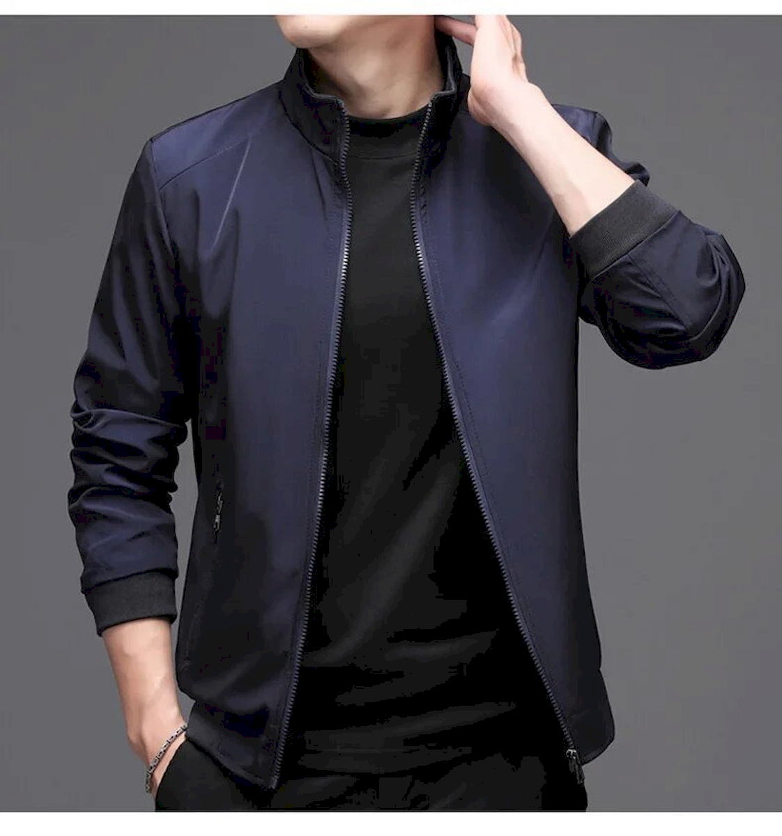 Áo khoác nam dù 2 lớp kiểu trơn cổ đứng có size 3X