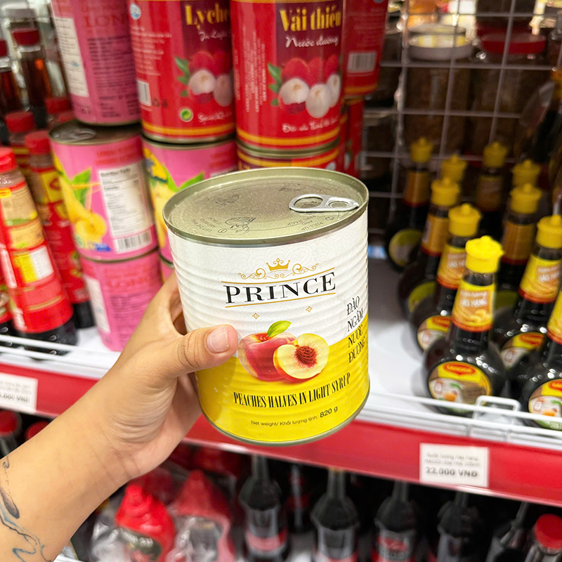 Đào Ngâm Nước Đường Prince 820g