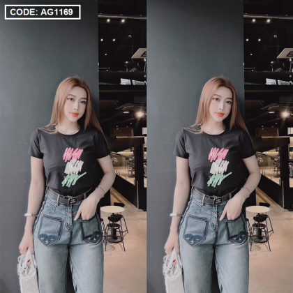 Áo thun nữ thun thái form suông ôm vừa in chữ vẽ màu freesize dưới 59kg