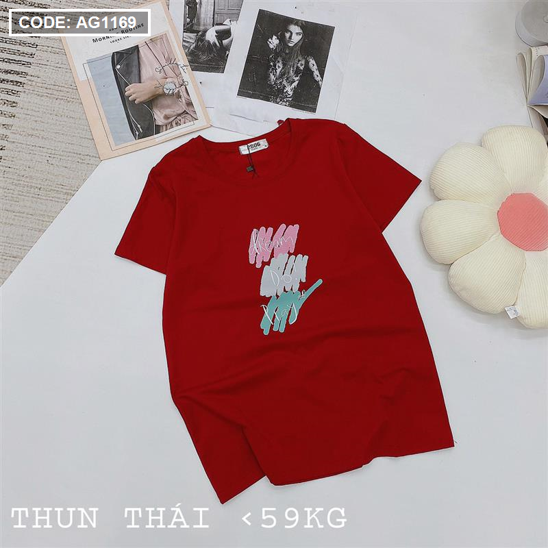 Áo thun nữ thun thái form suông ôm vừa in chữ vẽ màu freesize dưới 59kg