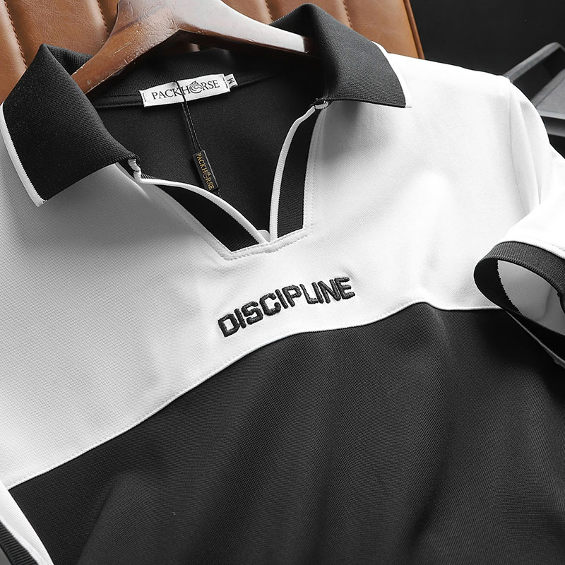 Áo Thun Cổ Bẻ Phối Màu Thêu Chữ Discipline Size 3XL