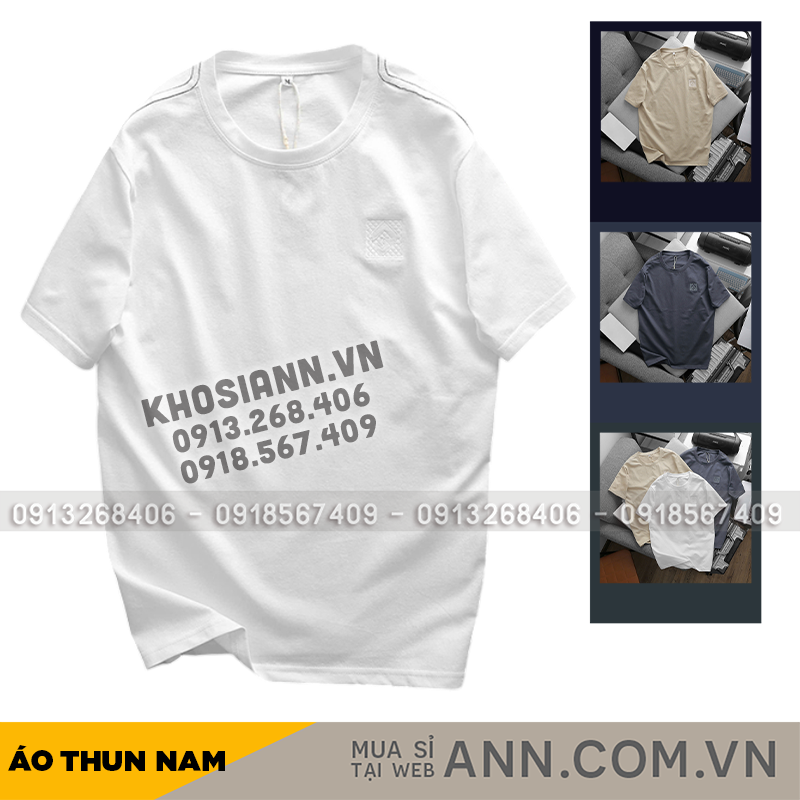 Áo thun nam cổ tròn thêu logo trước ngực có Size 3x