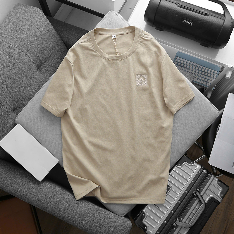 Áo thun nam cổ tròn thêu logo trước ngực có Size 3x