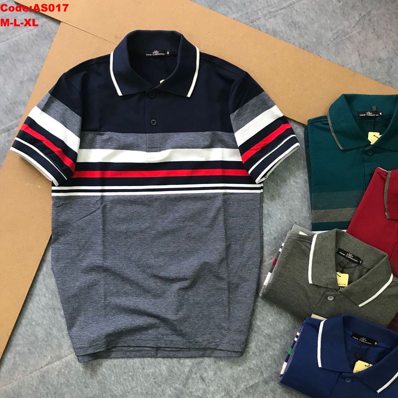 Áo polo nam thun cotton cổ bẻ sọc ngang AS017