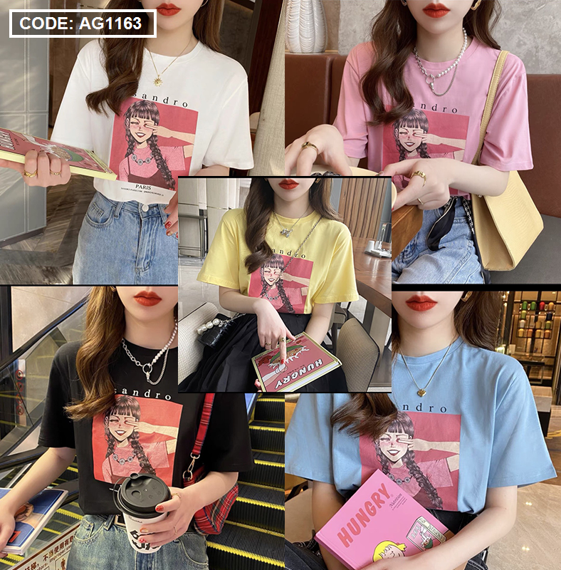 Áo thun nữ form suông vừa in hình cô gái freesize