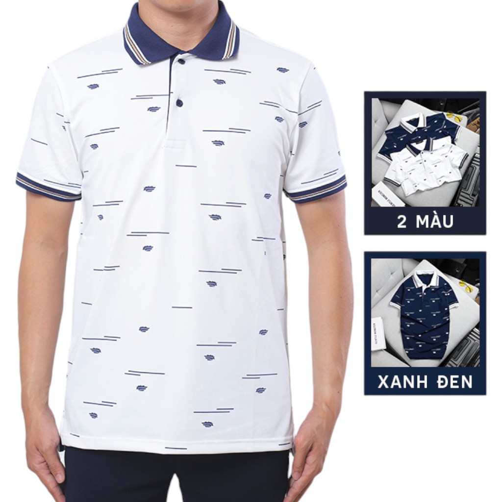 Áo Thun Nam Polo Cá Sấu Viền Bo In Họa Tiết Cao Cấp Size 3XL