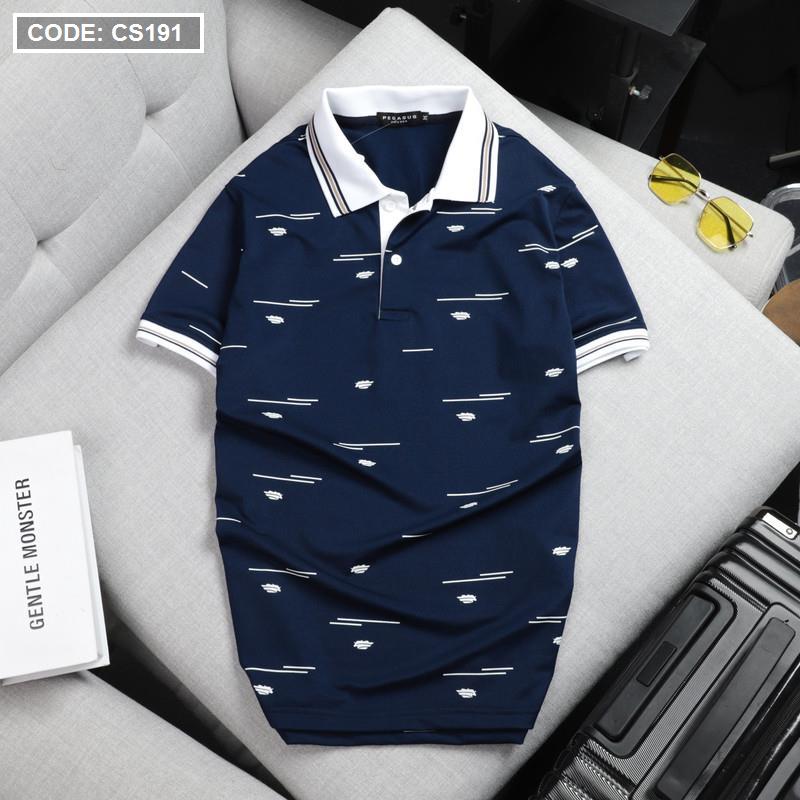 Áo Thun Nam Polo Cá Sấu Viền Bo In Họa Tiết Cao Cấp Size 3XL