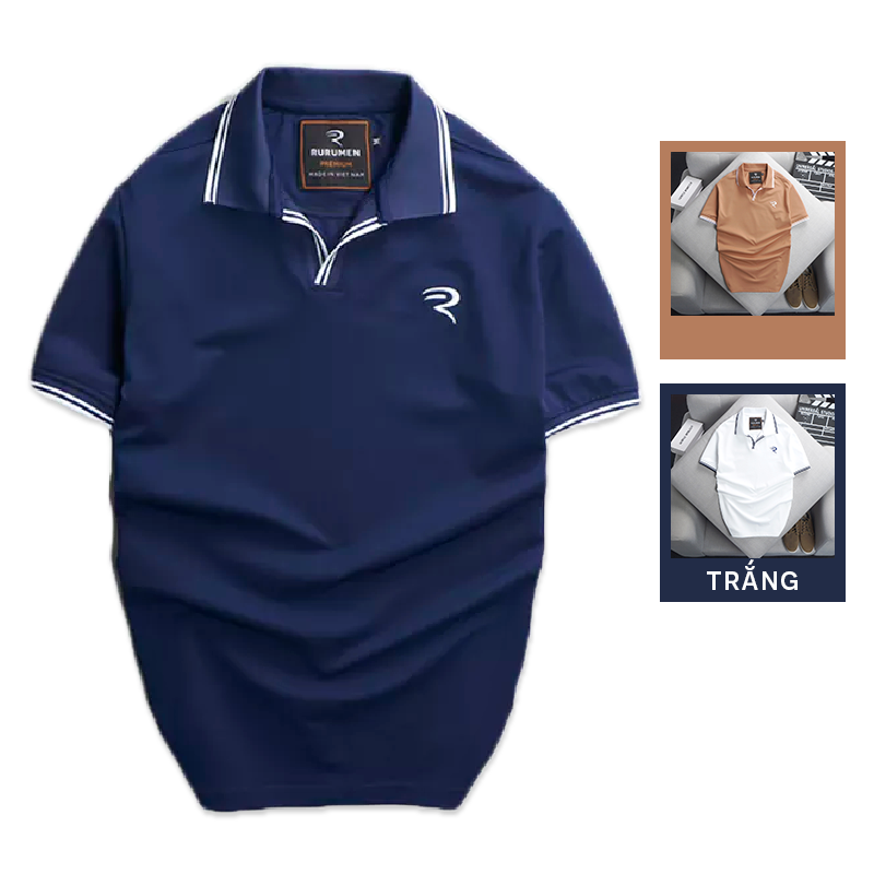 Áo Polo Nam Cá Sấu Viền Bo Thêu Logo Chữ R Size 3XL