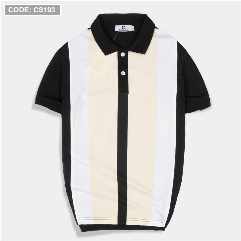 Áo polo nam cá sấu poly sọc đứng cổ điển size 3x