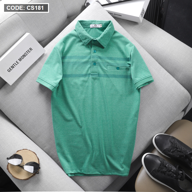 Áo Thun Nam Tay Ngắn Có Cổ Có Túi Thun Cotton Đốm
