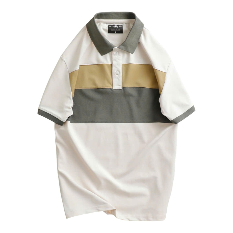 Áo Thun Nam Cổ Bẻ Họa Tiết Hai Sọc Viền Bo Tay Có Size 3XL