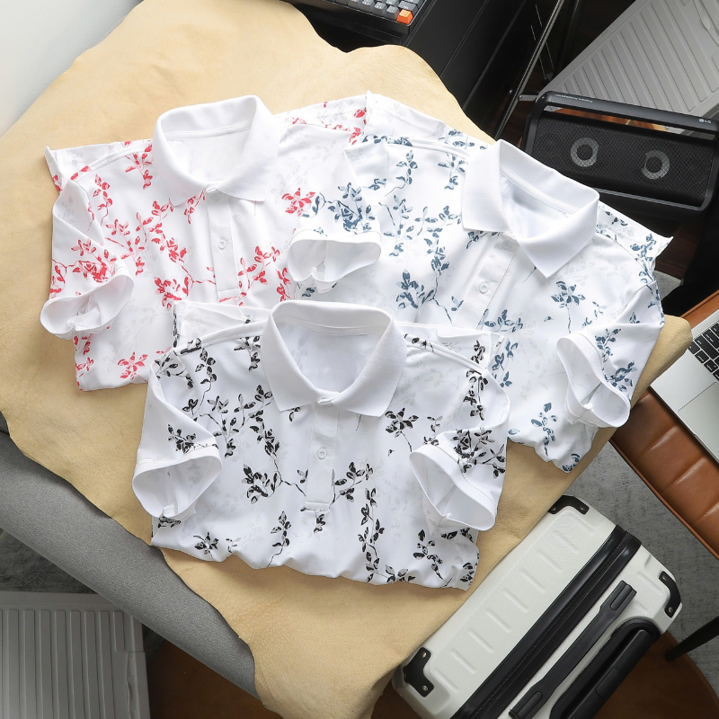 Áo polo nam cổ bẻ in họa tiết lá big size